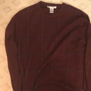 Geoaffrey Beene-Dark Red Grid Sweater